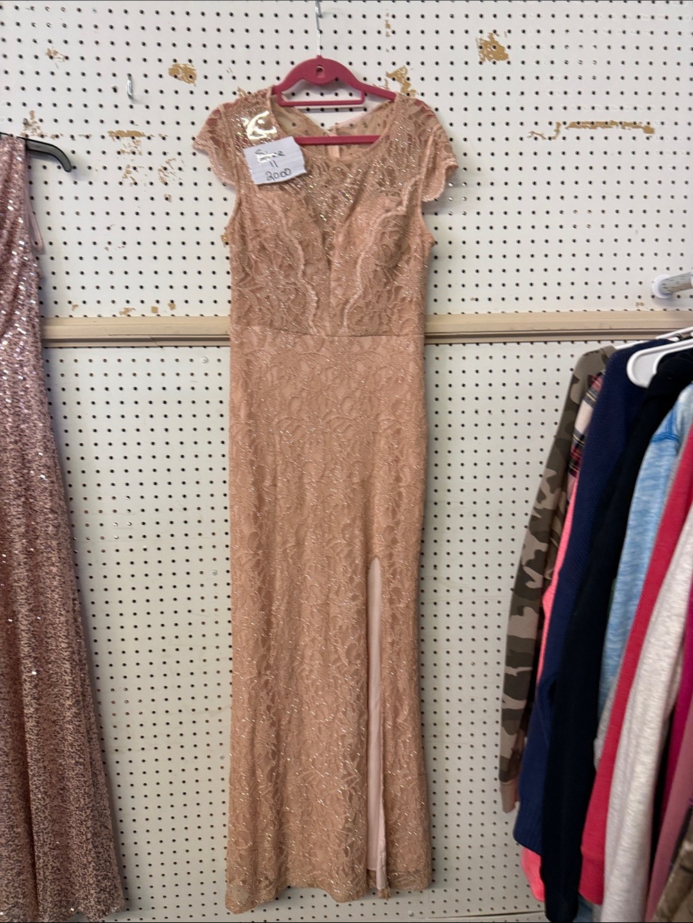 Beaded Blush Gold Evening Gown
